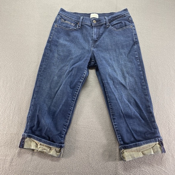 Levis Capri Jeans Womens 4 Blue Mid Rise Stretch 515 Flat Front Dark Wash‎ - Picture 1 of 14